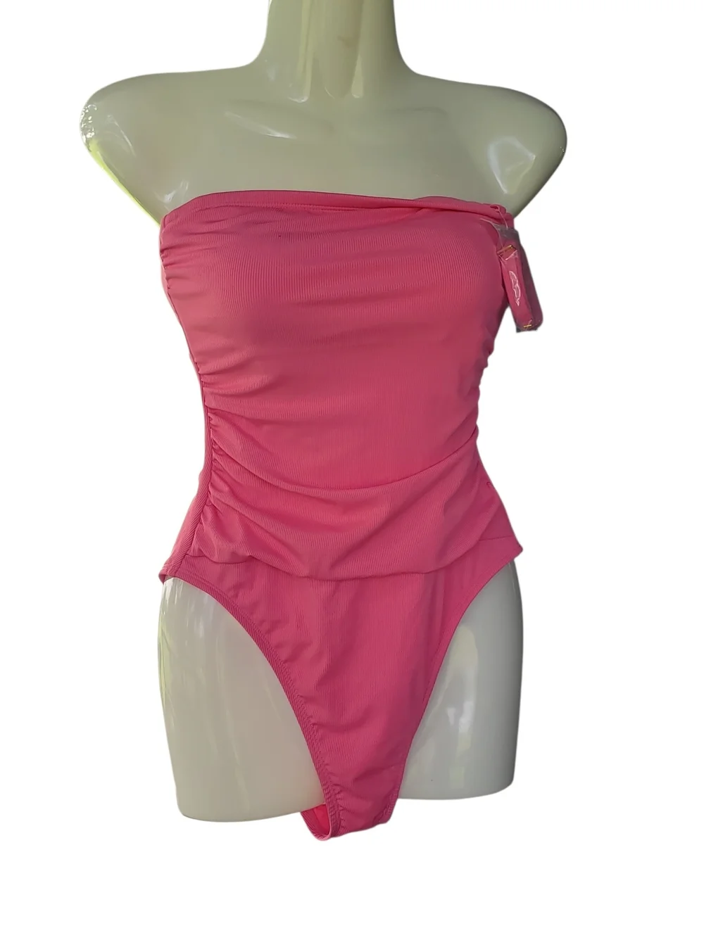 SHADE & SHORE Vibrant Pink Strapless One-Piece Swimsuit | Small NEW